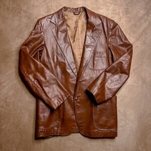 Vintage 60s Angel Skin Nappa Leather by Grais Brown Jacket Sport Coat Retro Mod